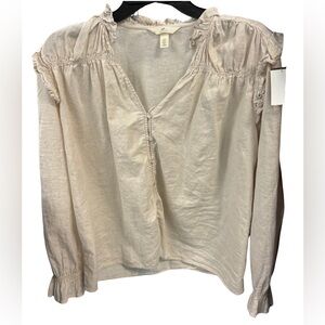H&M Women's Linen Blend Ruffled Blouse Size S